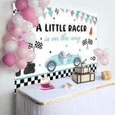 Aperturee - Aperturee A Little Racer Is On The Way Baby Shower Backdrop